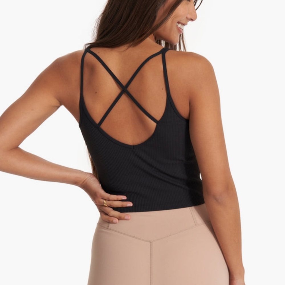 Vuori- Rib Crop Tank - Size Small - Black